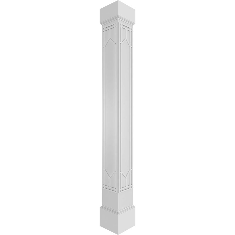 Colonne carrée de style Shaker de Craftsman, H 96 po x l 7,625 po x P 7,625 po