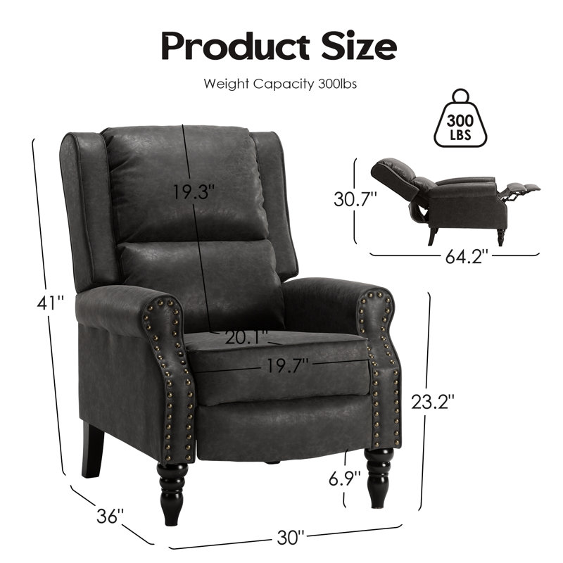 Cuerdas Recliner, Gray Faux Leather