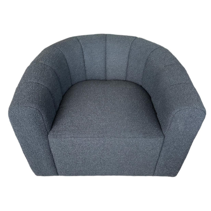 Sijbren Upholstered Swivel Accent Chair, Black Boucle