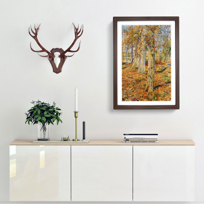 Autumn Forest by Kuroda Seiki - Single Picture Frame Painting, 33cm H x 24cm W x 2cm D, Walnut Framed
