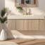 Meuble-lavabo moderne avec rangement, plateau en pierre frittée, armoire en bois, idéal pour la maison