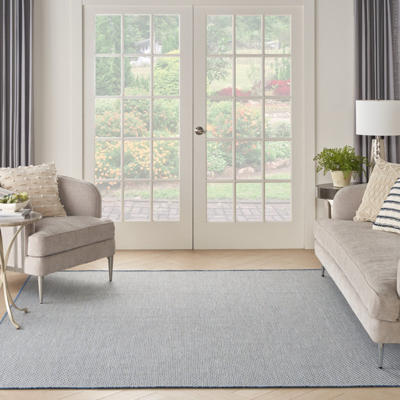 Gabriela Blue/Ivory Indoor/Outdoor Area Rug, Square 6'