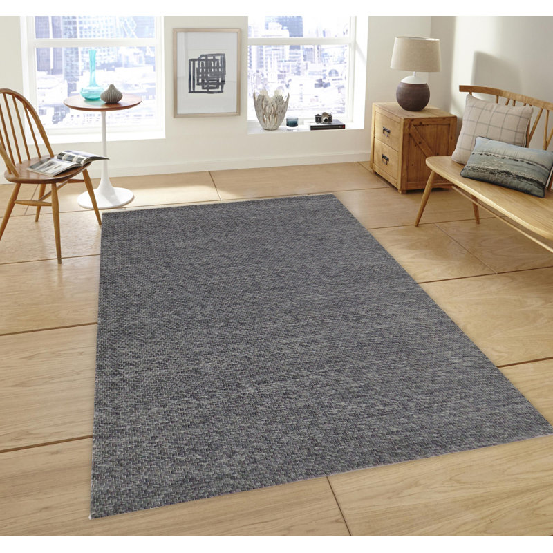 Jovan Solid Colour Wool Hand Woven Area Rug, Rectangle 140cm x 200cm