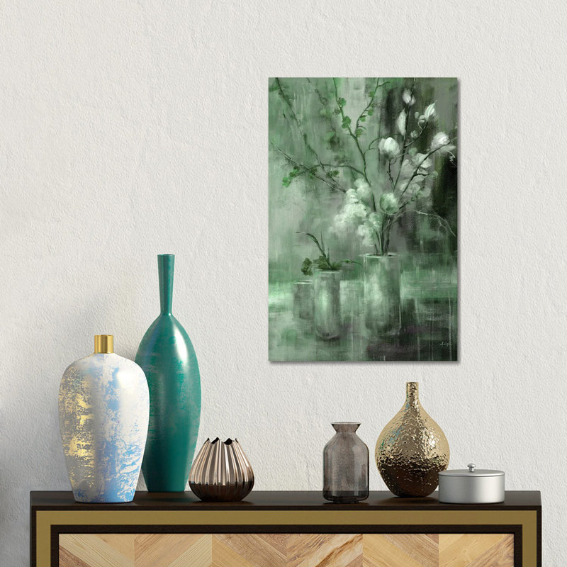 Floral argent, H 12 po x l 8 po, Vert
