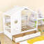 Lit de jour à deux tiroirs en bois avec tablettes de rangement Letha-122085290-122085292