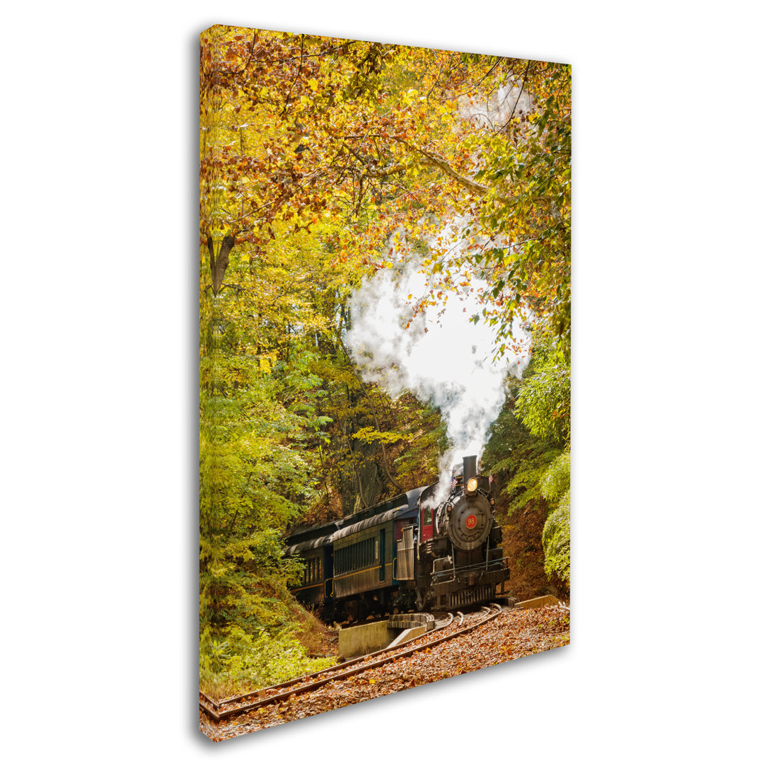 Keona Steam Train with Autumn Foliage Photographic Print on Wrapped Canvas Hokku Designs 