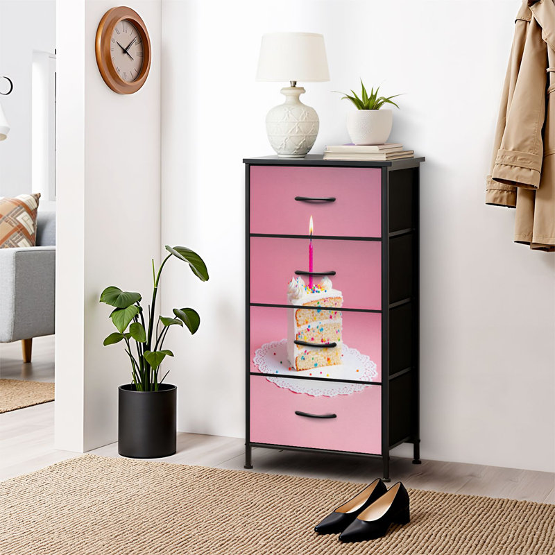 Commode pour commode de chambre à coucher pour garde-robe d'anniversaire à découper rose Commode et commode en tissu rose