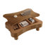 Table basse de 107 cm avec fonction de levage, trois espaces de rangement dissimulés, mécanisme hydraulique silencieux, coins arrondis, montage en 5 minutes, plateau naturel antique pour petits espaces, panneau de rangement long et cannelé.