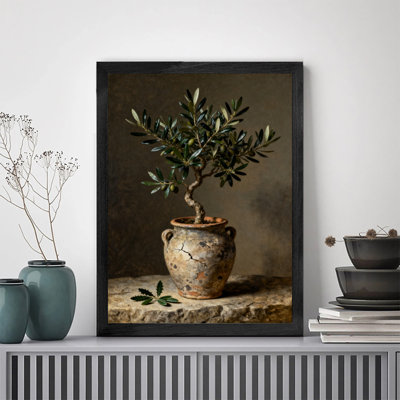 Black Framed Vintage The vibrant green plants in the flowerpot Wall Art Retro Style Framed Prints