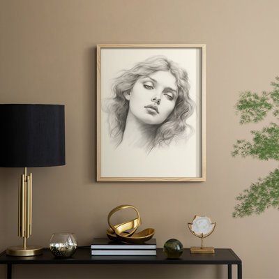 «Vintage Portrait Print II», reproduction encadrée - bois massif
