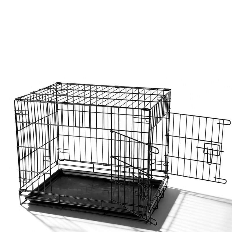 Foldable Metal Dog Cage with Plastic Tray
