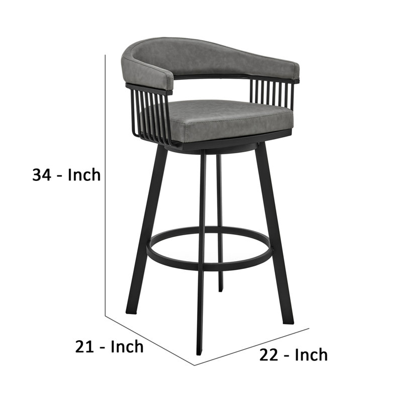 Tabouret de bar pivotant avec structure ouverte en métal et accoudoirs à lattes