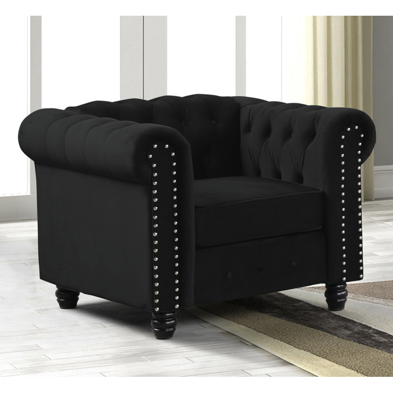 Fauteuil en lin touffeté 39 po, Noir
