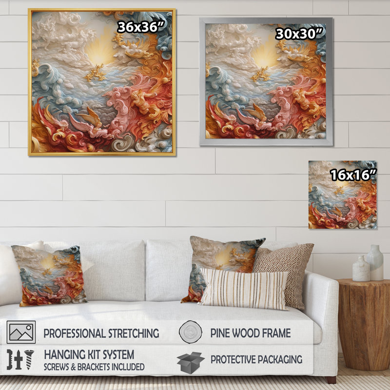 Décoration murale crème en forme de nébuleuse de l'astrologie V - formes abstraites, 30" H x 30" W, Cadre flottant noir