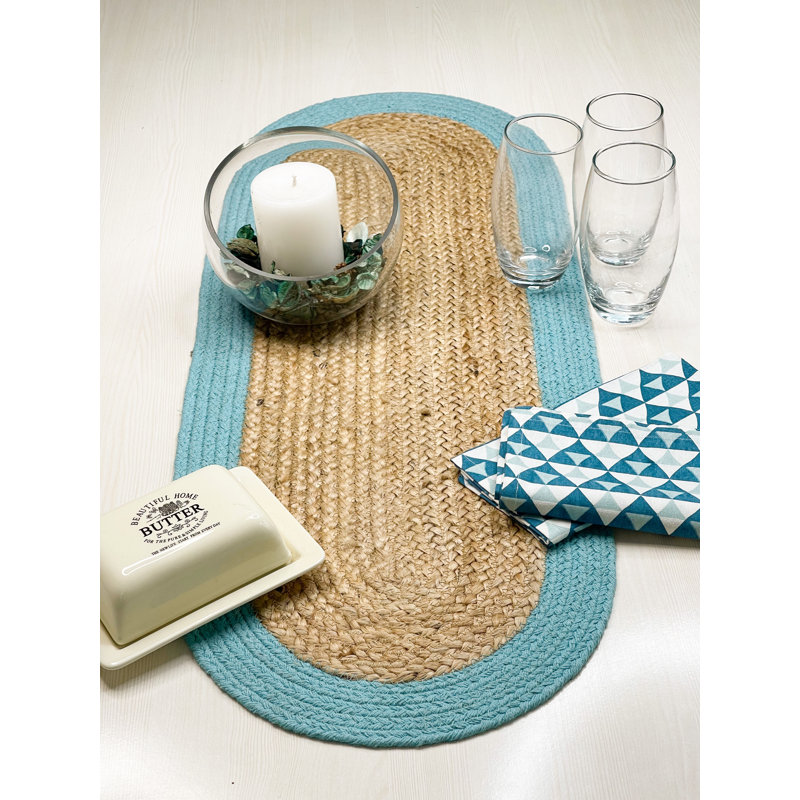 TABLE RONDE VERona, Naturel / turquoise, 13 po x 36 po