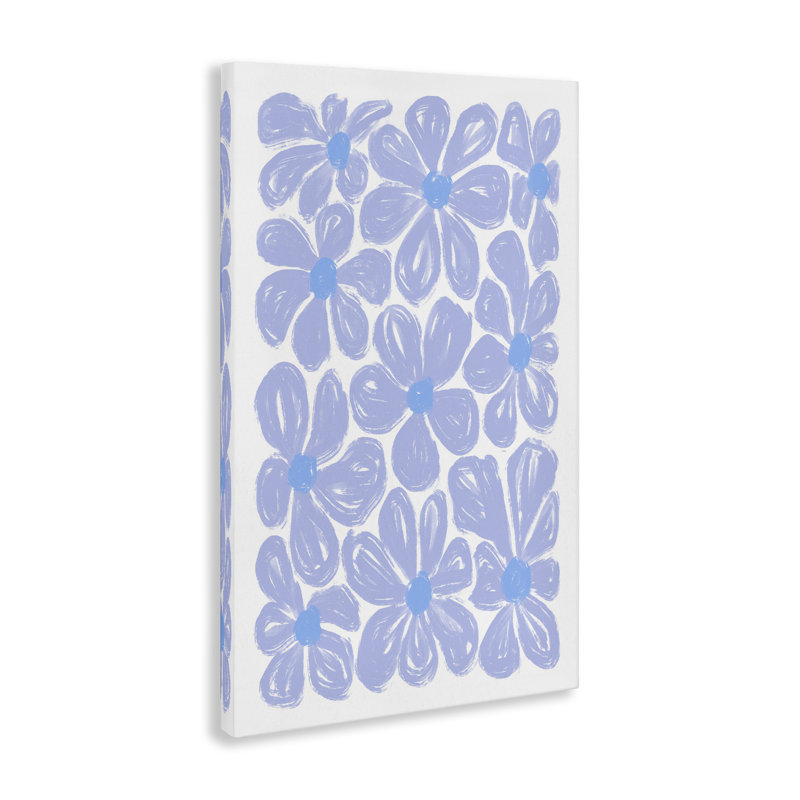 Toile à motif de fleurs bleues, design par Martina Pavlova, H 24 po x l 16 po