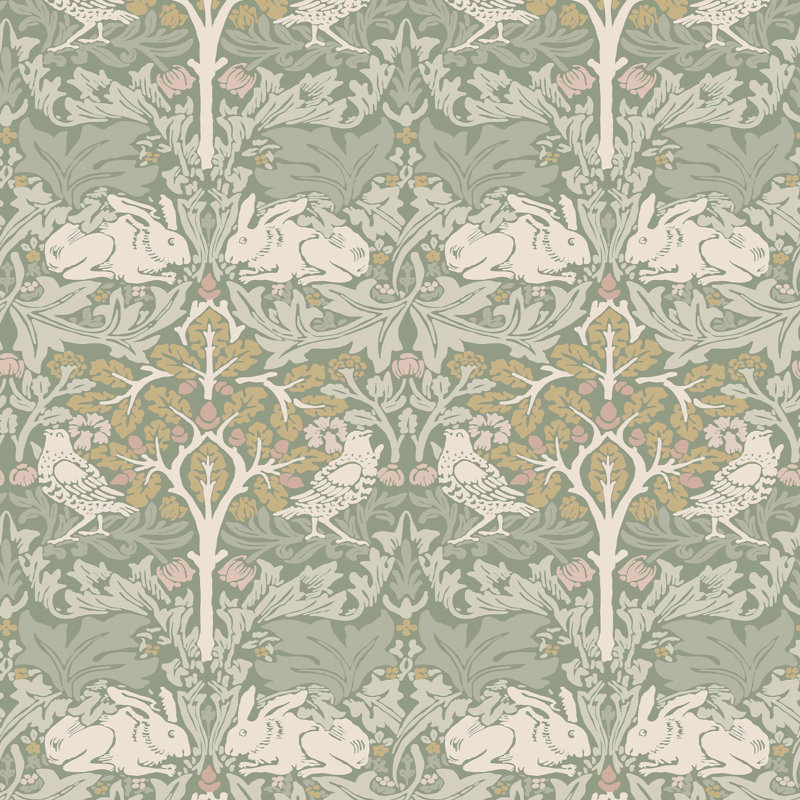 William Morris Brother Rabbit Wallpaper, Green