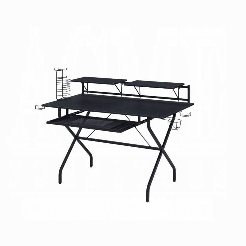 Capsicum 2-Shelf Gaming Desk in Black