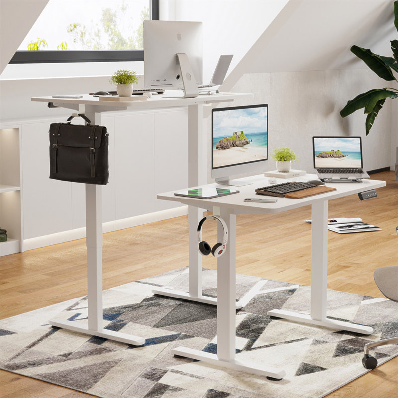 Bureau à domicile à hauteur ajustable STary Electric, H 45 po x l 40,55 po x P 24 po, Blanc