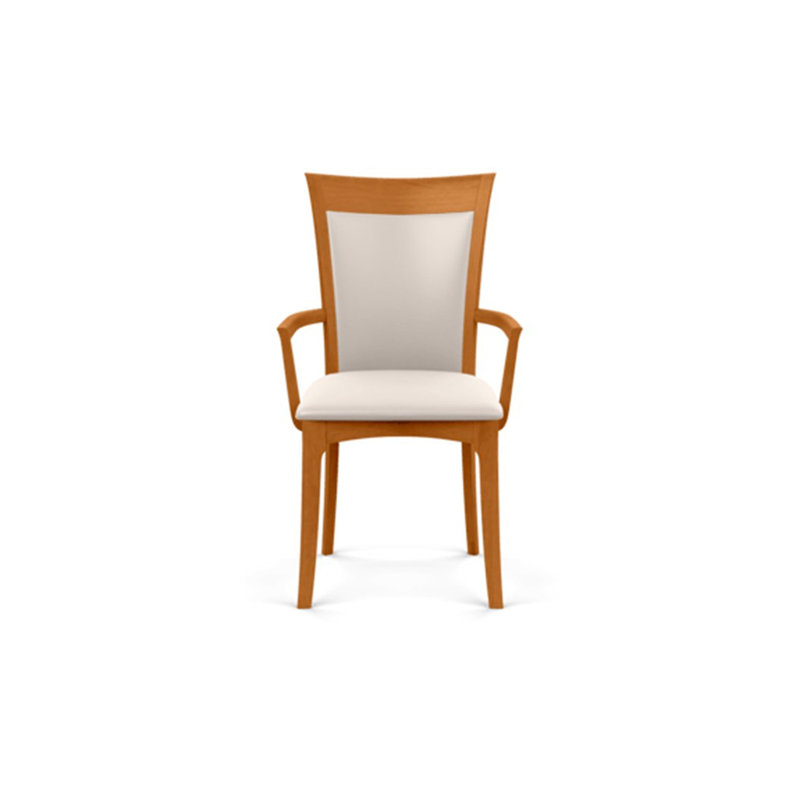 Morgan 19.25'' H Upholstered Armchair, Natural Cherry, White