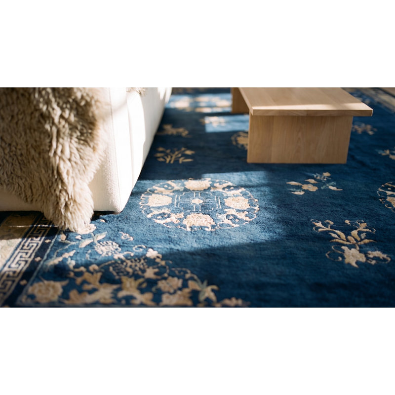 Tapis chinois antique bleu marine