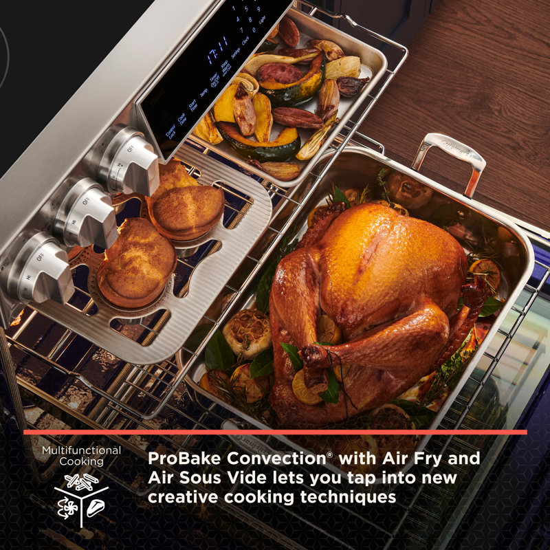 30" 6.3 cu. ft. Smart Slide-in Electric Range with Convection Oven, Essence White