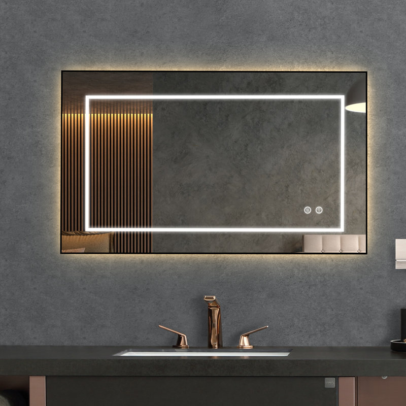 40''X24'' Rectangle LED Wall Mirror Vanity Light Mirror Anti Fog