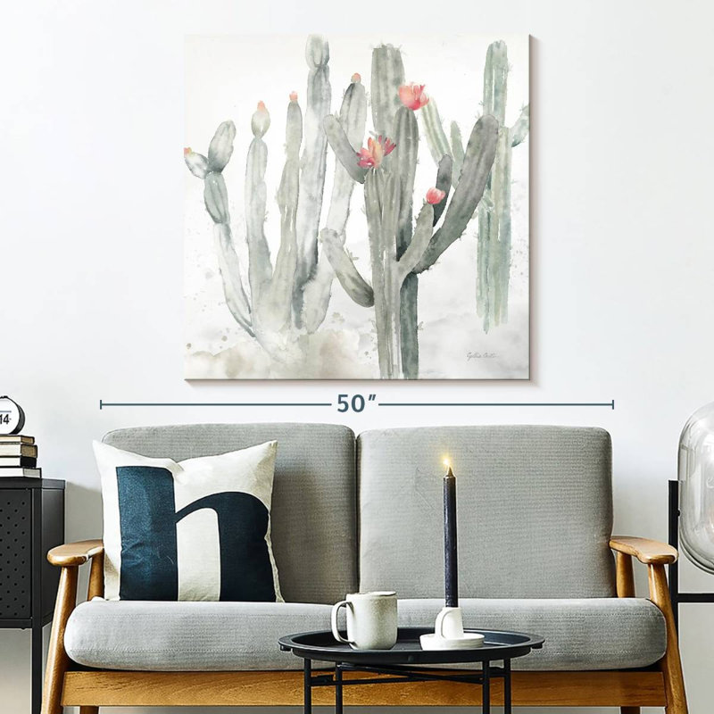 Harnek cactus jardin gris rosé II, H 33 po x l 33 po