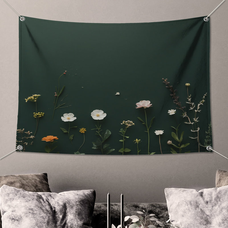 Tapisserie murale «Fleurs sauvages assorties» - Décoration murale fleurs sauvages, H 104 po x 88 avec 4 œillets