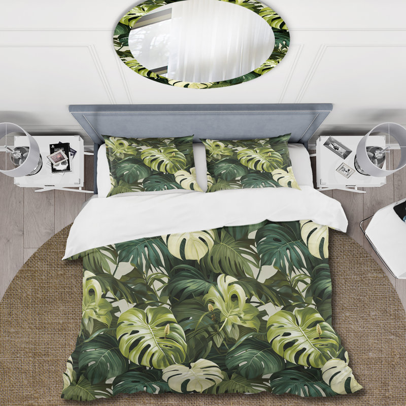 Literie Monstera Elegance, Housse de couette pour très grand lit et 2 très