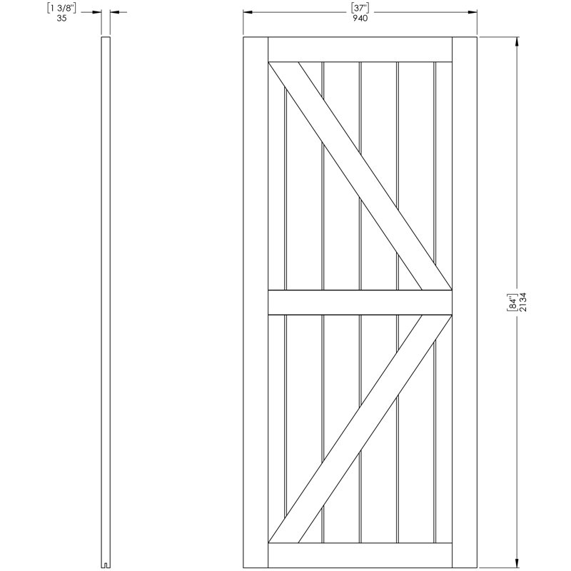 37 in. x 84 in. x 1-1 3/8 in. Chalet Unfinished Knotty Pine Wood Barn Sliding Door Hardware Kit