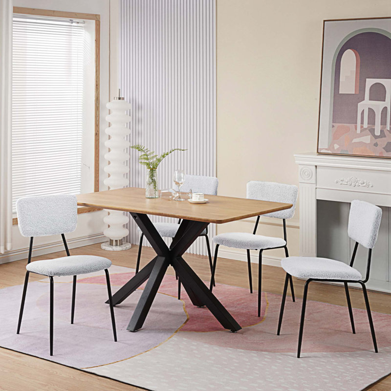 Chaise de salle à manger rembourrée Otelia, Blanc, Ensemble 6 pièces
