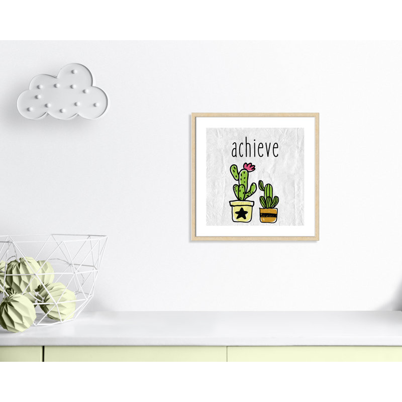 Impression sur papier Cacti C, Encadré de boîte beige, H 22,5 po x l 22,5 po x P 1,18 po