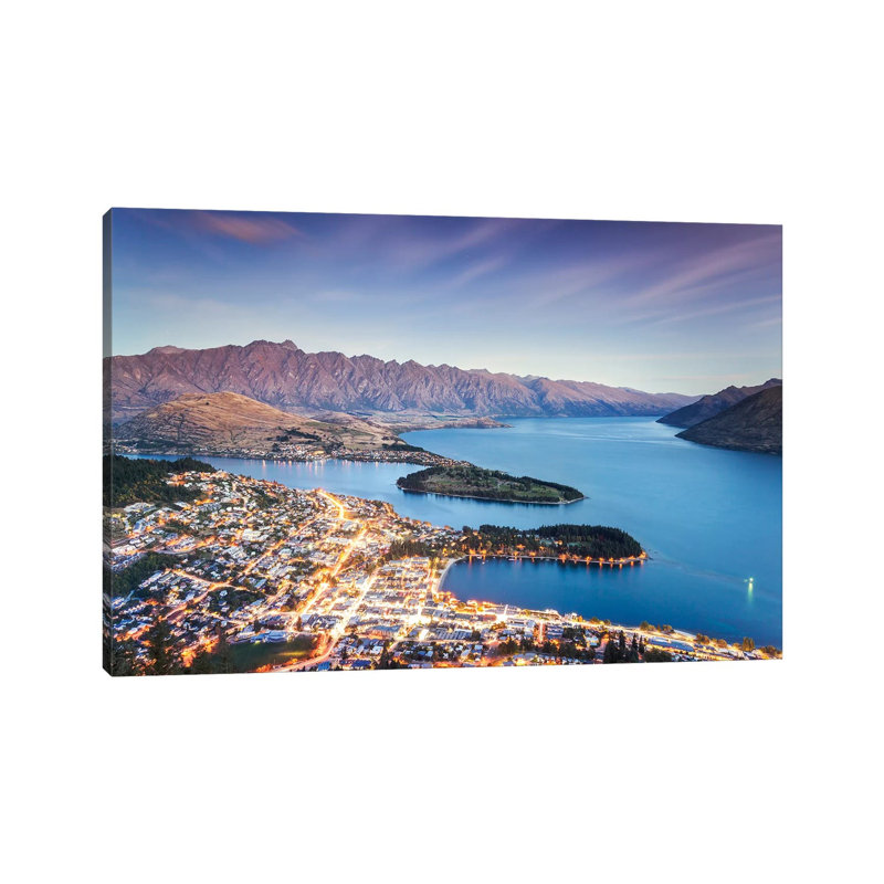 Queenstown At Dusk, New Zealand by Jacques Pilon - Wrapped Canvas Print, 20.32 cm H x 30.48 cm W