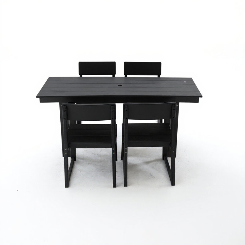 5-Piece HDPE Outdoor Dining Set, Black