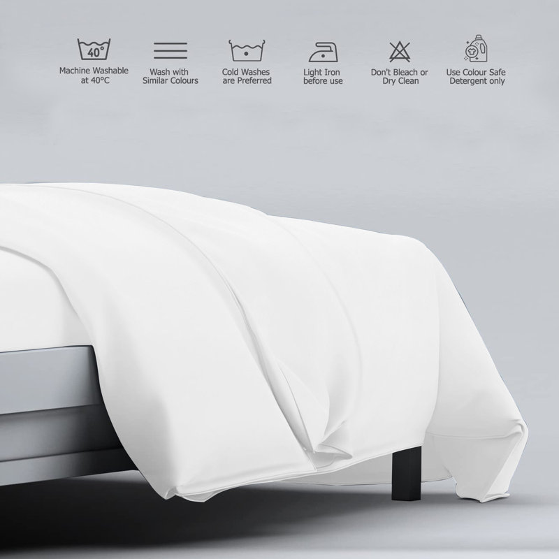 Klarita 100% Microfiber 300TC Reversible Duvet Cover Set with Pillowcase, White, Single - 1 Pillowcase (50 x 75 cm)