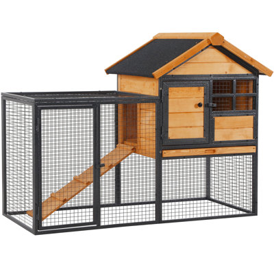 Rabbit Habitat With Metal Frame And Galvanized Wire Window - For Rabbits, Guinea Pigs, Chinchillas 48" X 25.48" 36.43 Spacious Outdoor Coating Ramp 48"l 25.48"w 36.43"h