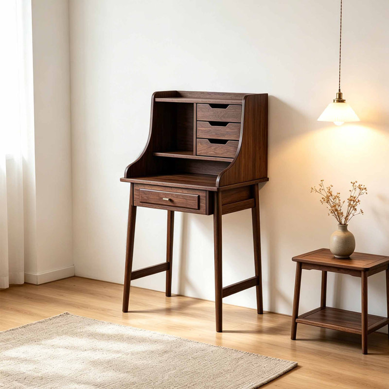 Petite coiffeuse à rangement de style italien, Marron foncé