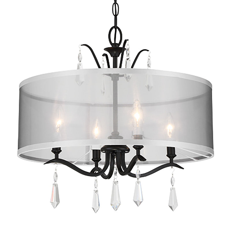 Vogan 4 - Light Dimmable Drum Chandelier, Black