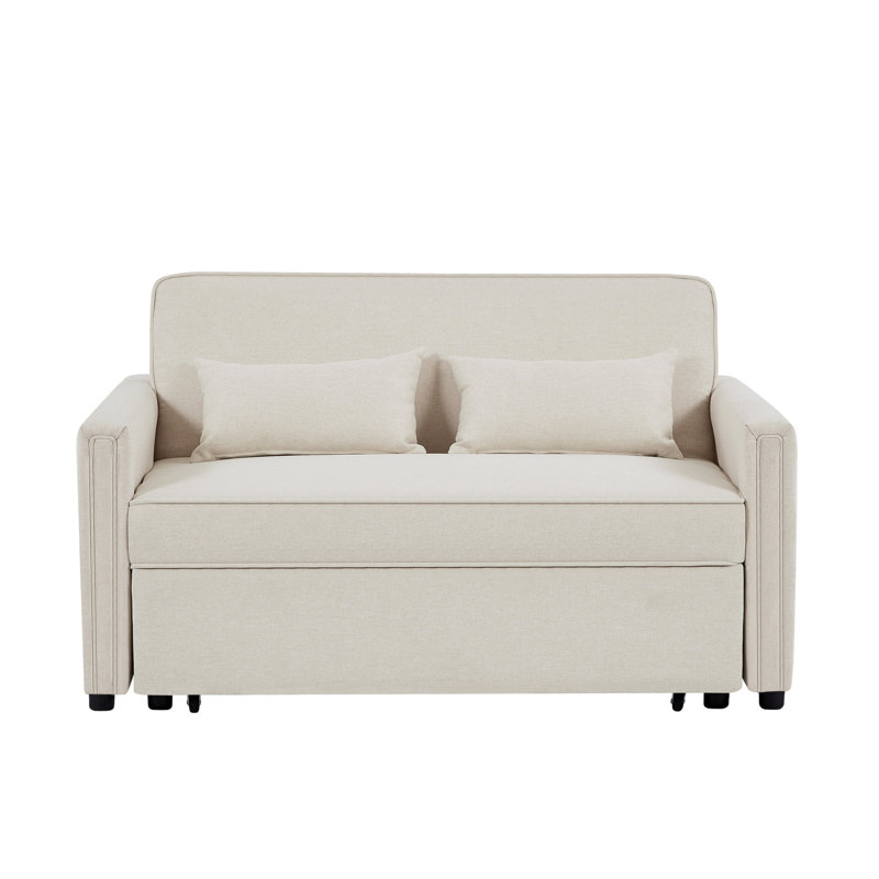 Modern Linen Convertible Loveseat Sleeper Sofa
