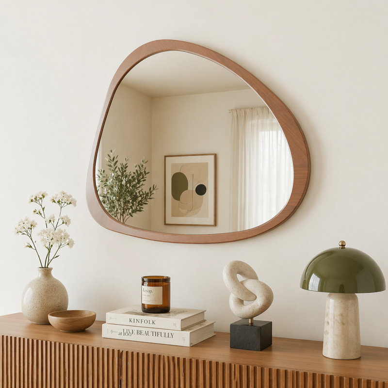 Miroir mural en bois massif