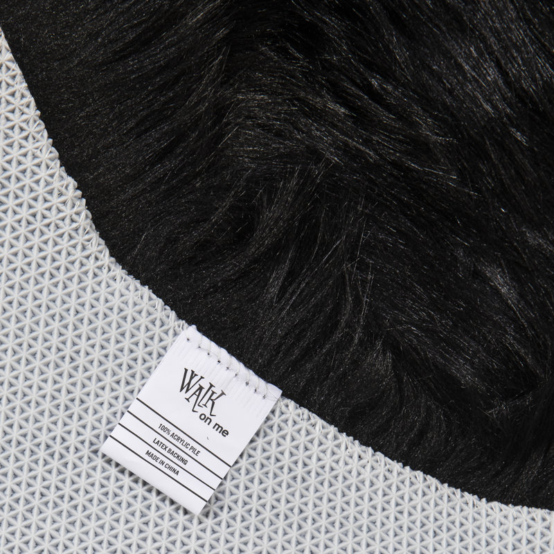 Double Pelt Faux Fur Washable Black Area Rug - 2' x 6'