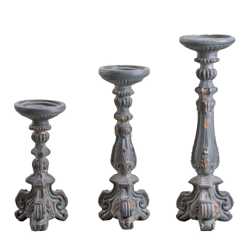 Antique MGO Candle Holders Set of 3