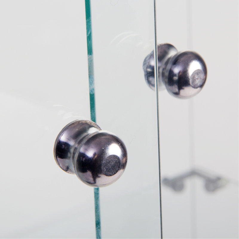2-Layer Glass Display Cabinet With 2 Doors, Black