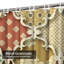 Rideau de douche patchwork rétro rouge brun brun beige avec 12 crochets-129038893