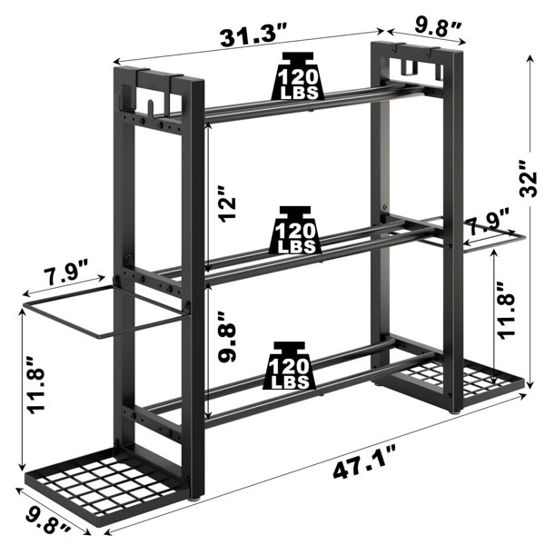 Sliding Weight Racks Latitude Run® 3-Tier Adjustable Dumbbell Rack Heavy Duty Metal Storage ...