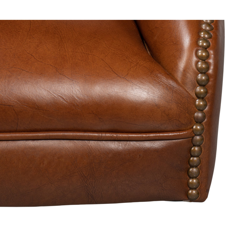 McKellen Leather Swivel Executive Chair, Vintage Cigar