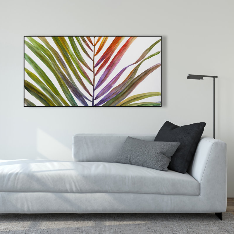 Aquarelle feuille de palmier tropical - Toile encadrée