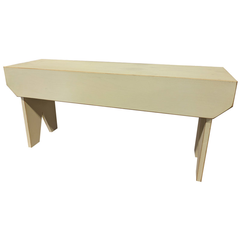 Banc en bois Wyatt, Vieux crème, H 16 po x l 48 po x P 10,5 po