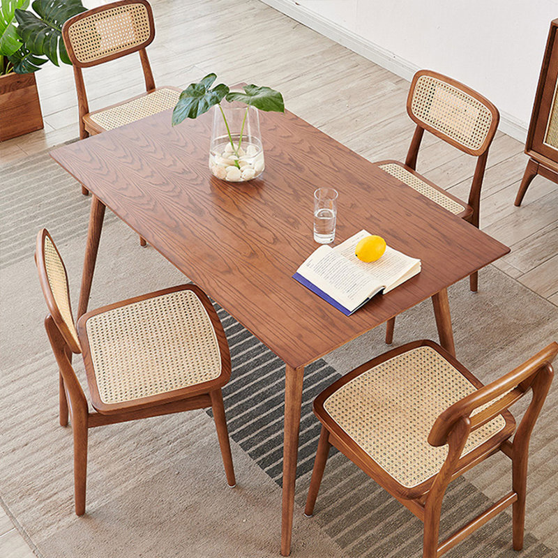 Ensemble de table de salle à manger rectangulaire en bois massif 4 personnes